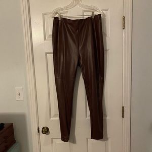Brown Wonderly faux leather leggings size 1X